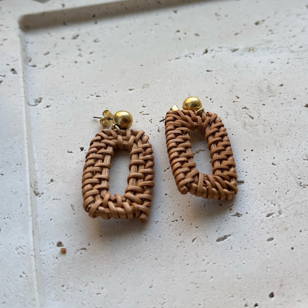 Madewell Woven Rectangular Earrings with Gold Accents